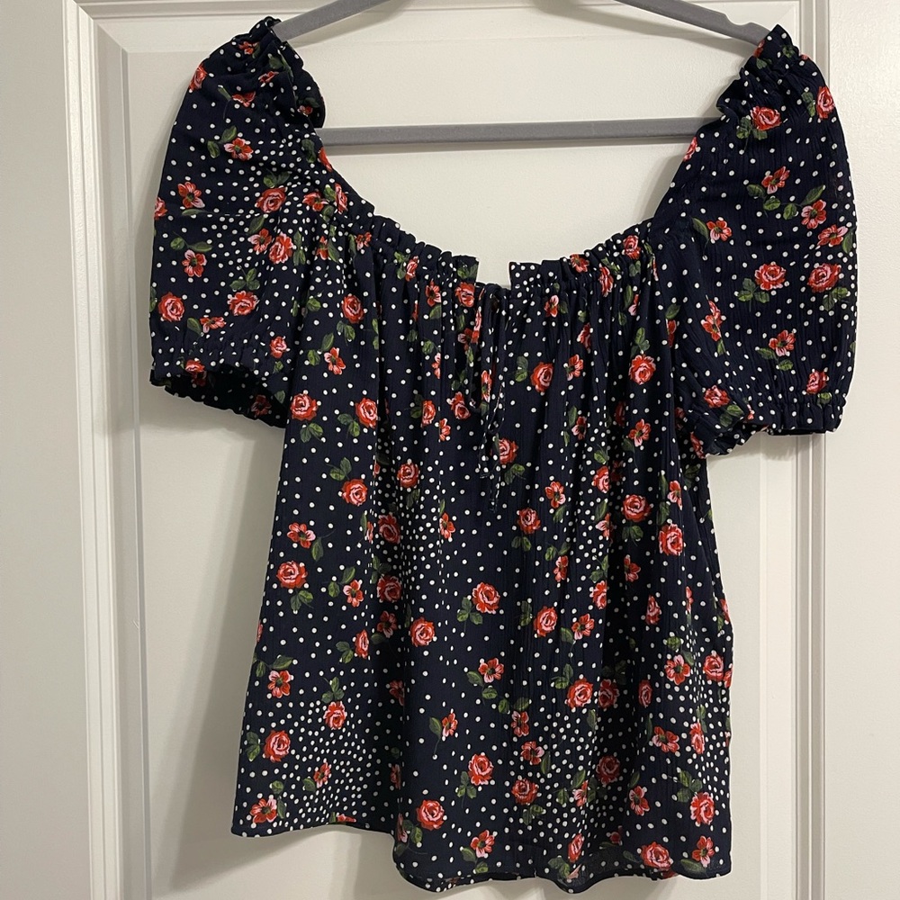 Sezane Floral Off The Shoulder Blouse Size 36